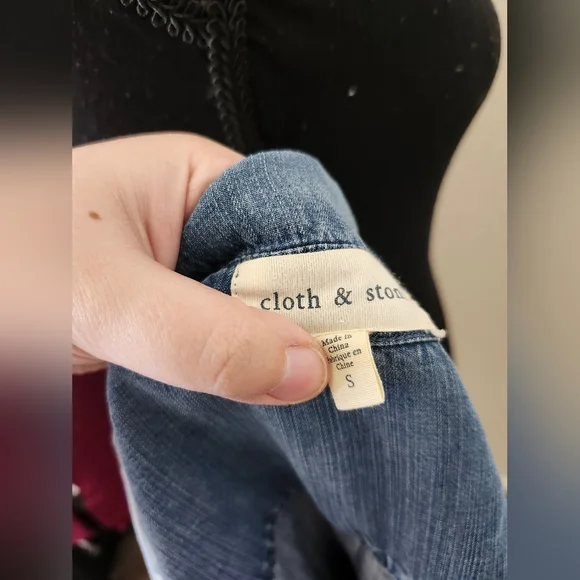 Cloth & Stone Anthropologie Denim Blue Button-Down Shirt Dress S - Picture 4 of 9